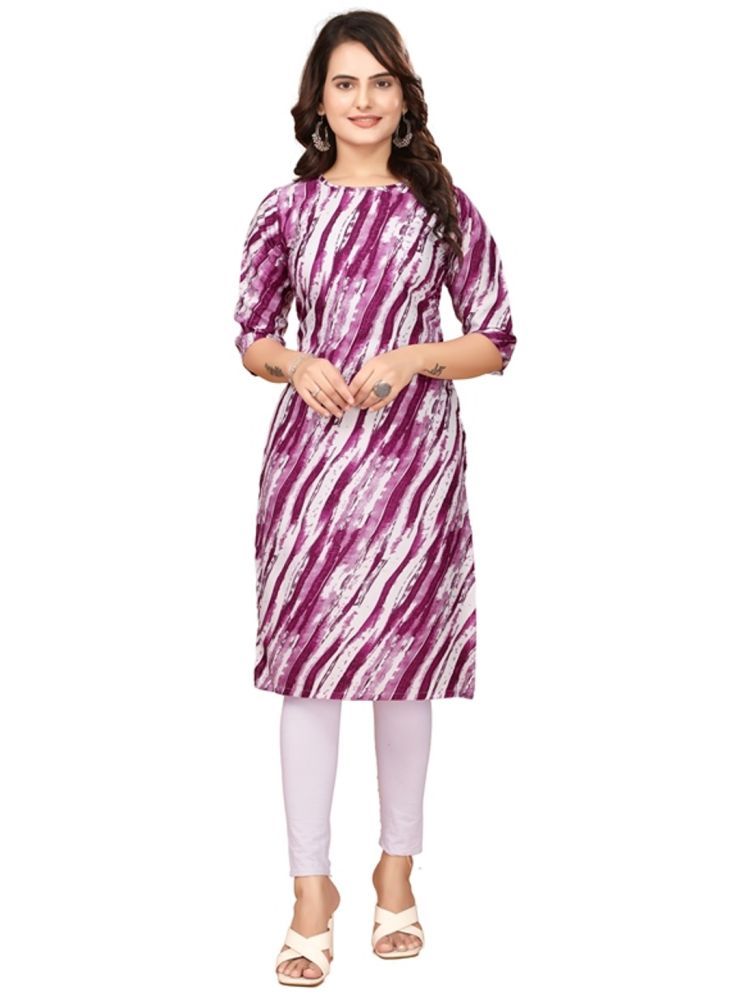     			Fashion Fair Crepe Printed Straight Women's Kurti - Purple ( Pack of 1 )