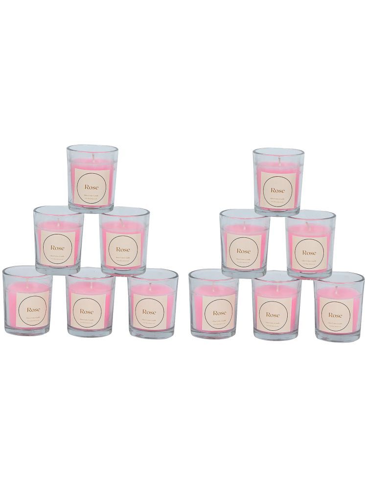     			Floish Pink Rose Votive Candle 6 cm ( Pack of 12 )