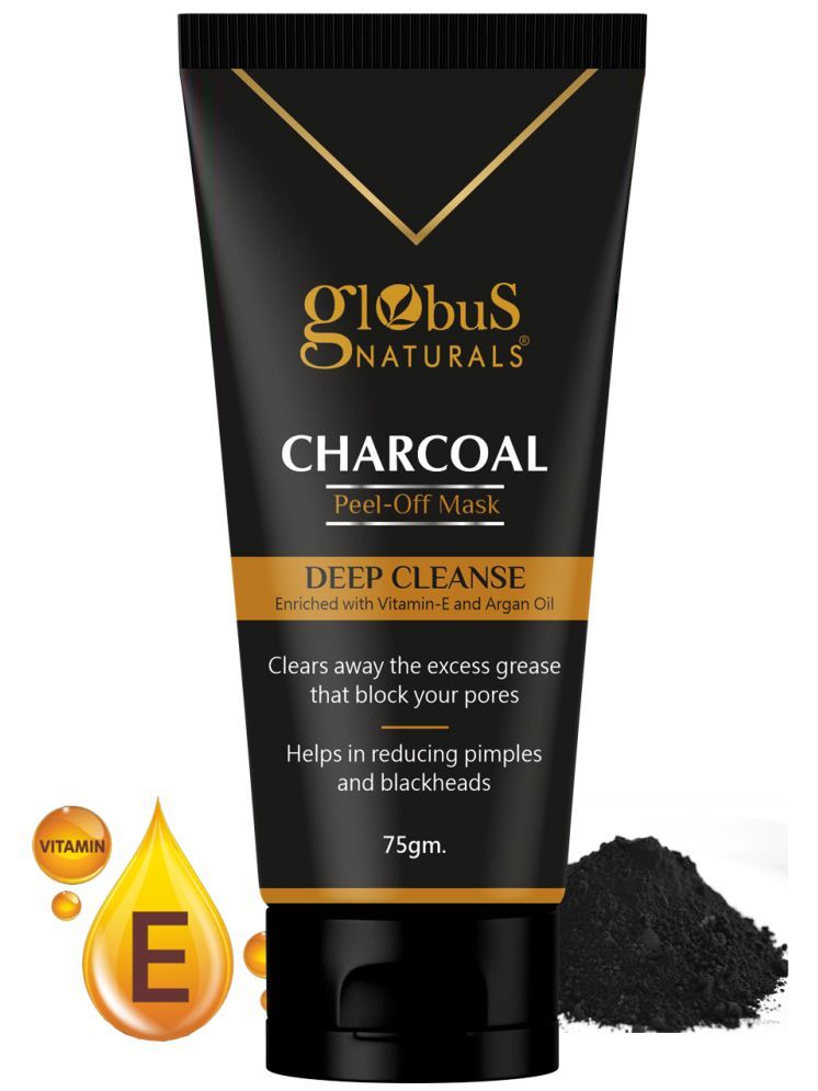     			Globus Naturals Charcoal Peel Off Mask, Deep Cleanse, Enriched with Vitamin E & Argan Oil, 75gms