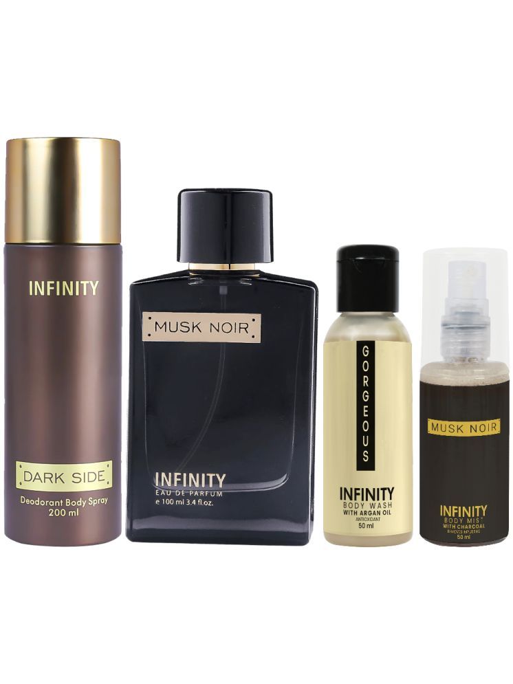     			Infinity Musk Noir Perfume, Dark Side Deodorant, Gorgeous Body Wash & Musk Noir Body Mist Long Lasting Pack of 4