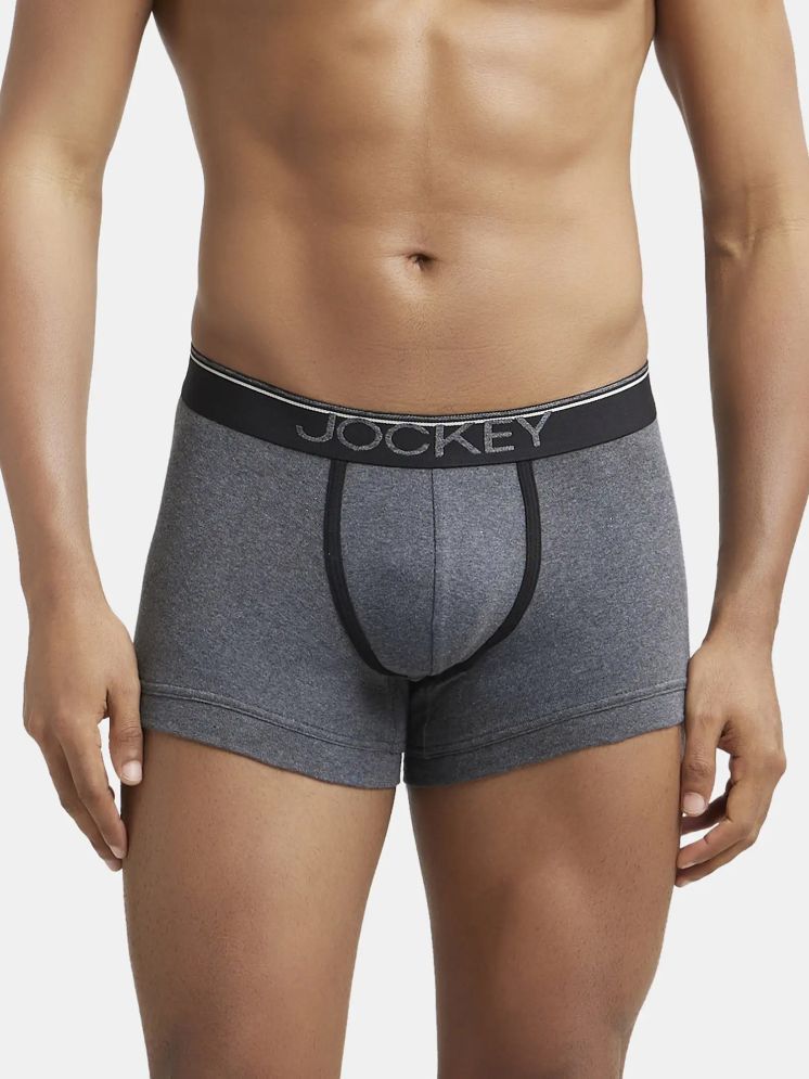     			Jockey 8015 Men Super Combed Cotton Rib Solid Trunk with Ultrasoft Waistband - Charcoal Melange