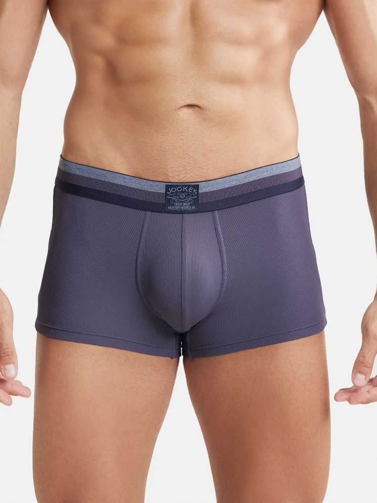     			Jockey HG14 Men Microfiber Elastane Stretch Rib Solid Trunk with StayDry Treatment - Grey Stone