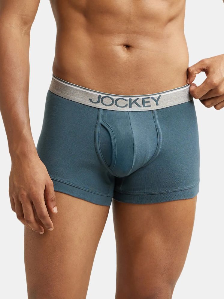     			Jockey MC08 Men Super Combed Cotton Rib Solid Trunk with Ultrasoft Waistband - Deep Slate