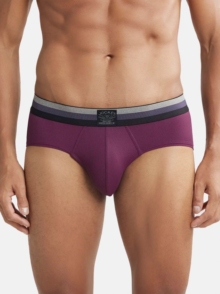     			Jockey HG13 Men Microfiber Elastane Stretch Solid Brief with StayDry Treatment - Potent Purple