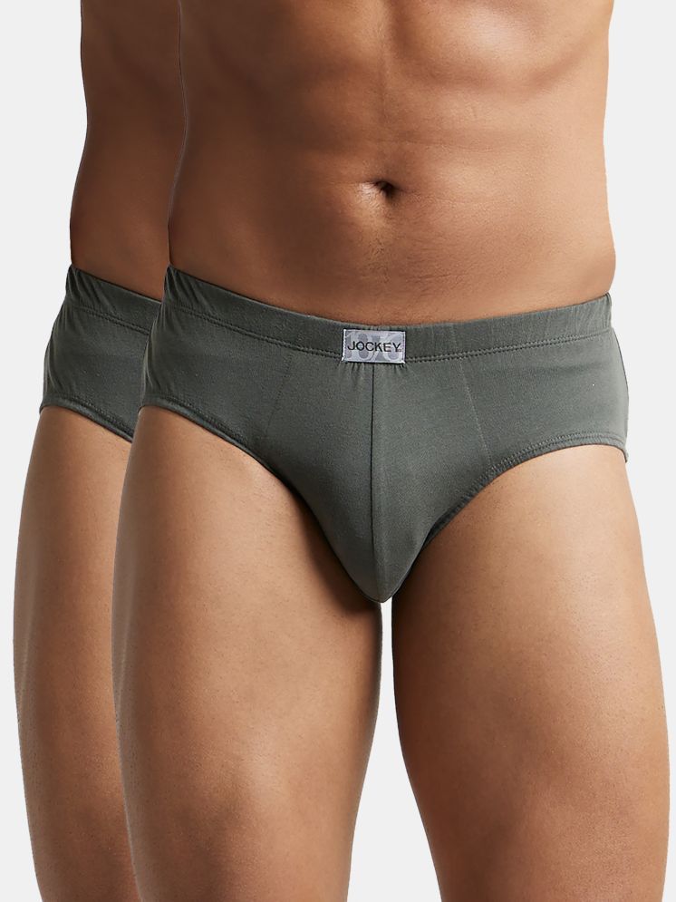     			Jockey 8035 Men Super Combed Cotton Solid Poco Brief - Deep Olive (Pack of 2)