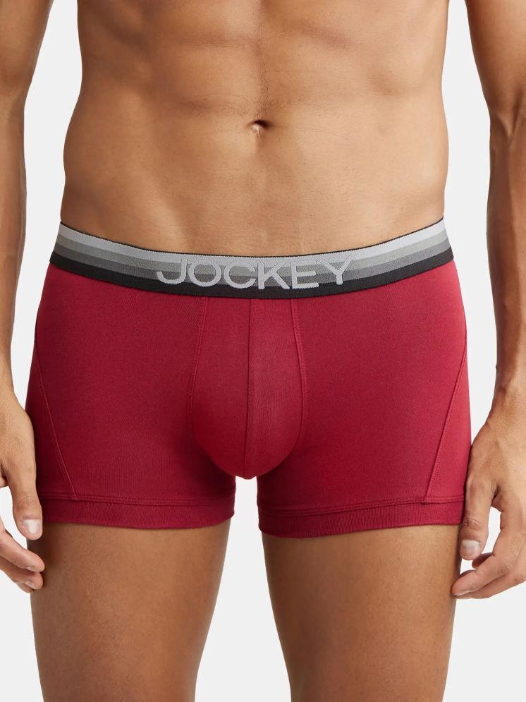     			Jockey US20 Men Super Combed Cotton Elastane Solid Trunk with Ultrasoft Waistband - Red Pepper