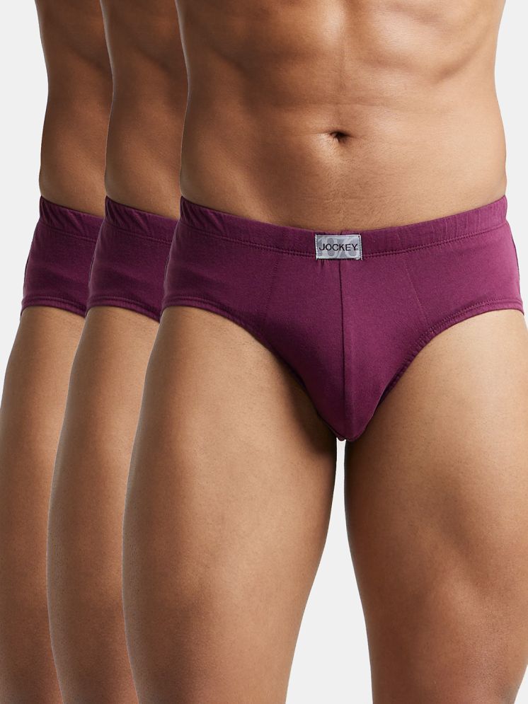     			Jockey 8035 Men Super Combed Cotton Solid Poco Brief - Wine Tasting (Pack of 3)