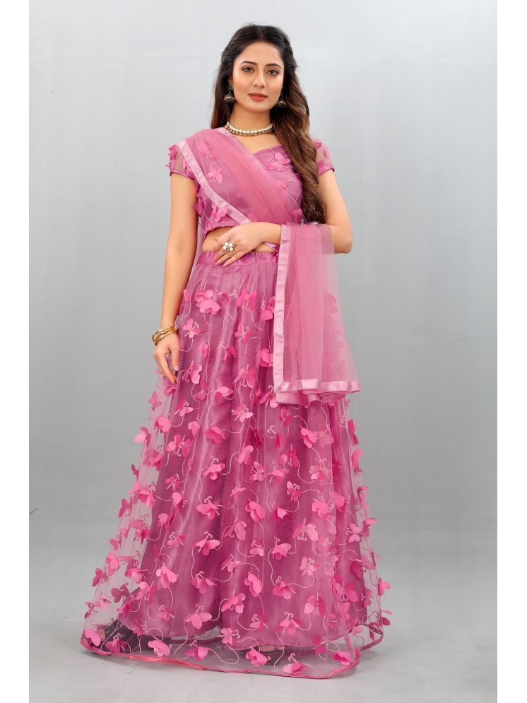     			Lady Shopi Peach Silk Unstitched Unstitched Lehenga