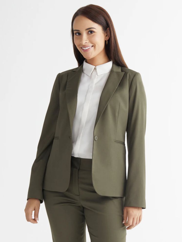     			PPTHEFASHIONHUB - Cotton Blend Green Blazers