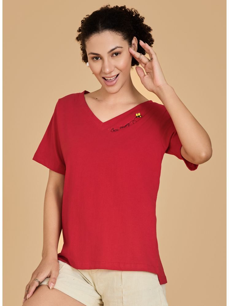     			Urban Sundari Red Cotton Blend Regular Fit Women's T-Shirt ( Pack of 1 )