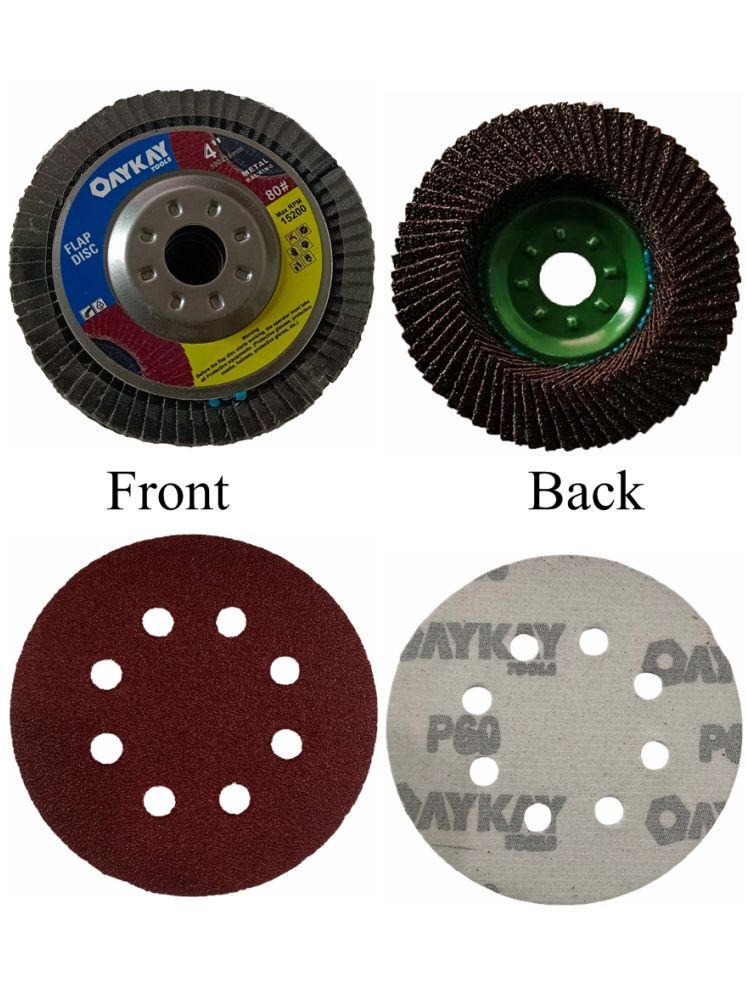     			Velcro Disc 60 Grit 125mm 5 inch & Flap Disc Metal Backing (Pack of 5+5 Pcs) Oaykay Tools