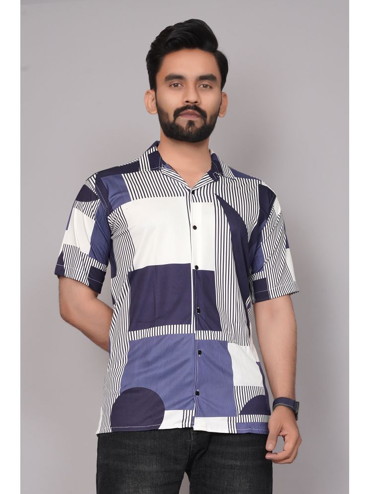     			colorwings Cotton Blend Regular Fit Striped Half Sleeves Men's Casual Shirt - Blue ( Pack of 1 )