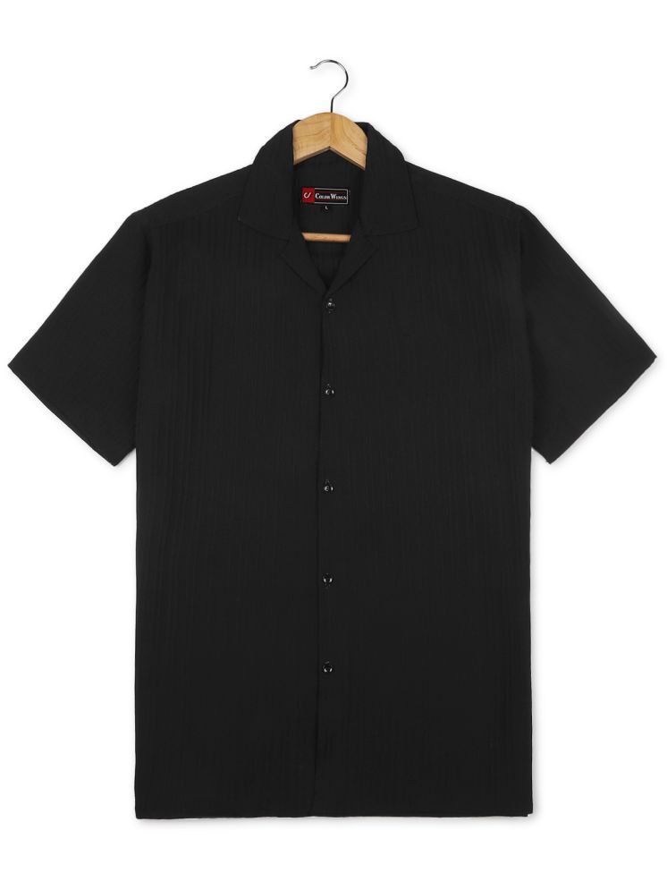     			colorwings Cotton Blend Regular Fit Self Design Half Sleeves Men's Casual Shirt - Black ( Pack of 1 )