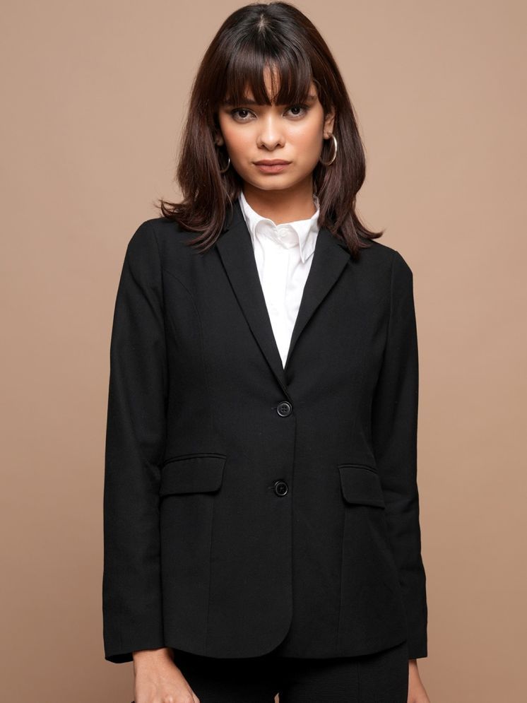     			curvy comfort - Cotton Blend Black Blazers