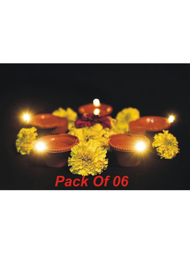     			AFAST Brown Floral LED Tea Light Candle 6 cm ( Pack of 6 )