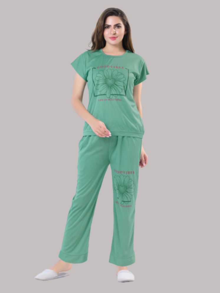     			BAILEY SELLS Green Satin Women's Nightwear Nightsuit Sets ( Pack of 1 )