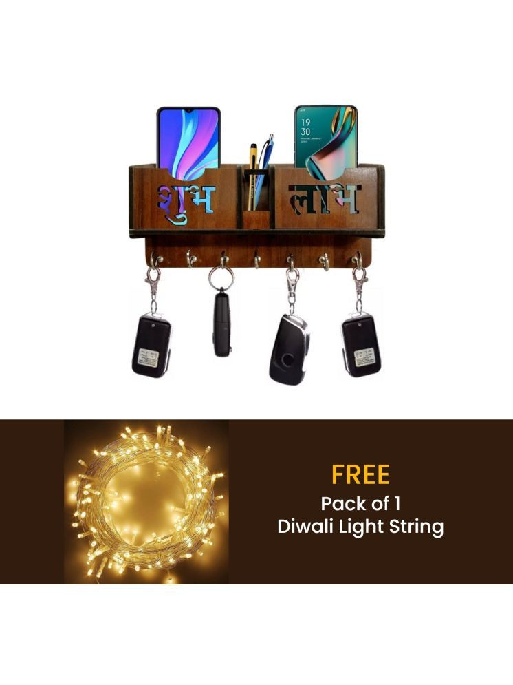     			DIGIMATE Wall Mobile Holders Stand for Home(Brown) with Diwali String Light (3meter) (Pack of 1)