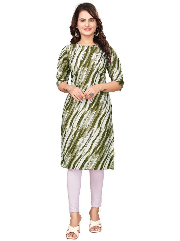     			Fashion Fair Crepe Printed Straight Women's Kurti - Green ( Pack of 1 )