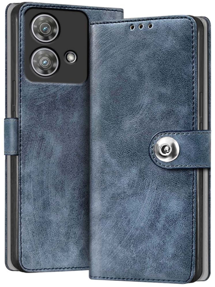     			Fashionury Blue Flip Cover Artificial Leather Compatible For Motorola Edge 40 Neo 5G ( Pack of 1 )