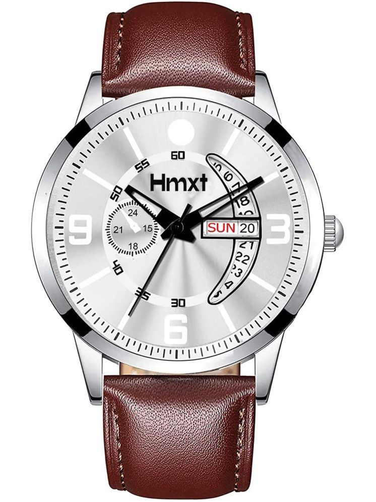     			HMXT Brown Leather Analog Men's Watch