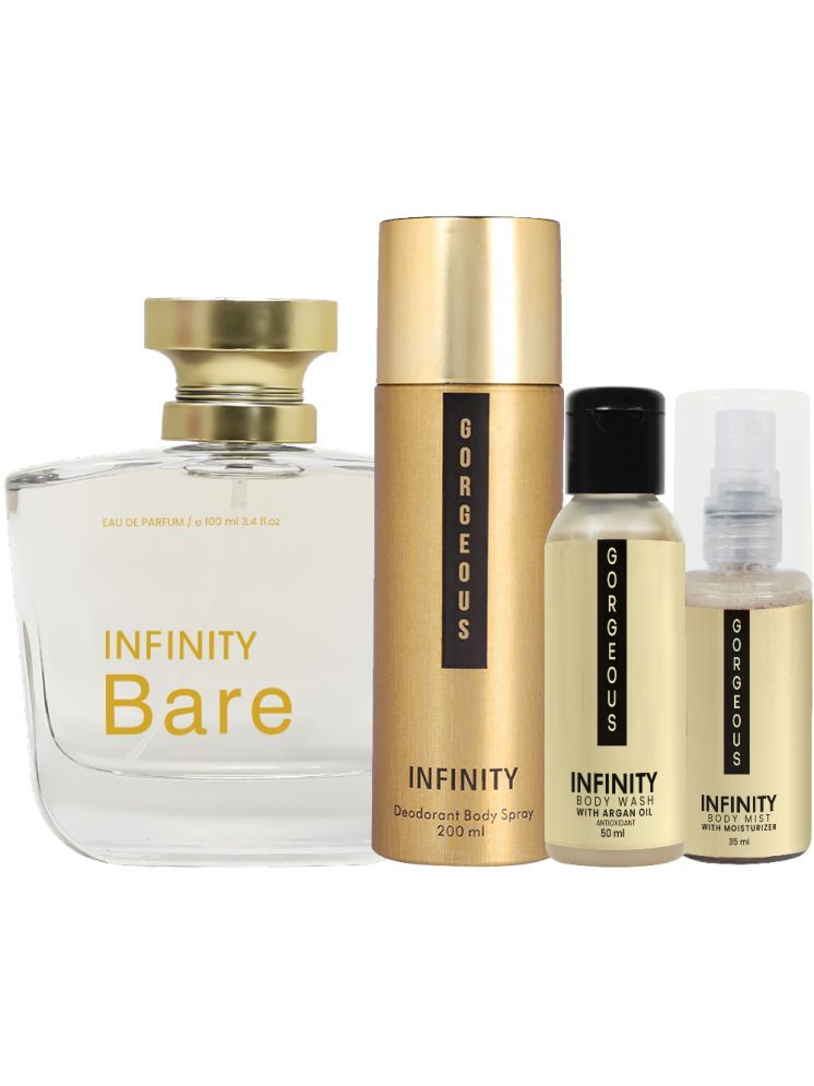     			Infinity Bare Perfume, Gorgeous Deodorant, Gorgeous Body Wash & Gorgeous Body Mist Long Lasting Pack of 4