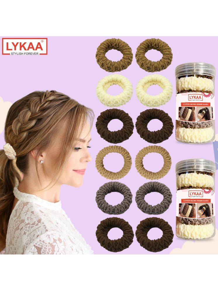     			Lykaa Soft Cotton Stretchable rubber band hair ties ponytail holder Head band For Women -12 Pcs