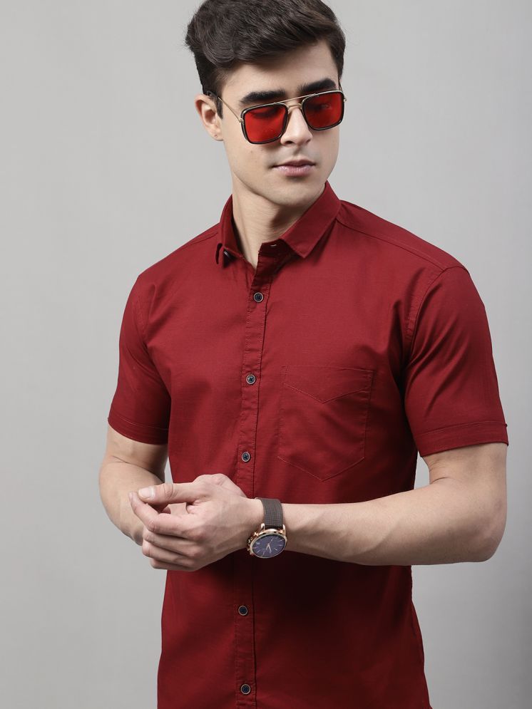     			MAJESTIC MAN 100% Cotton Slim Fit Solids Half Sleeves Men's Casual Shirt - Maroon ( Pack of 1 )