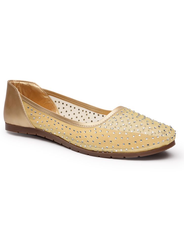     			NATSHUZ Gold Women's Casual Ballerinas