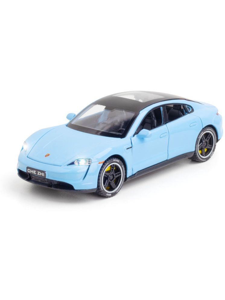     			PANSHUB 1:32 Scale Die-Cast White Porrsche Taycan with Openable Doors,Pull Back Action & Glowing Lights and Model Metal Pullback Toy (1:32 Porrsche Taycan Car-Blue)