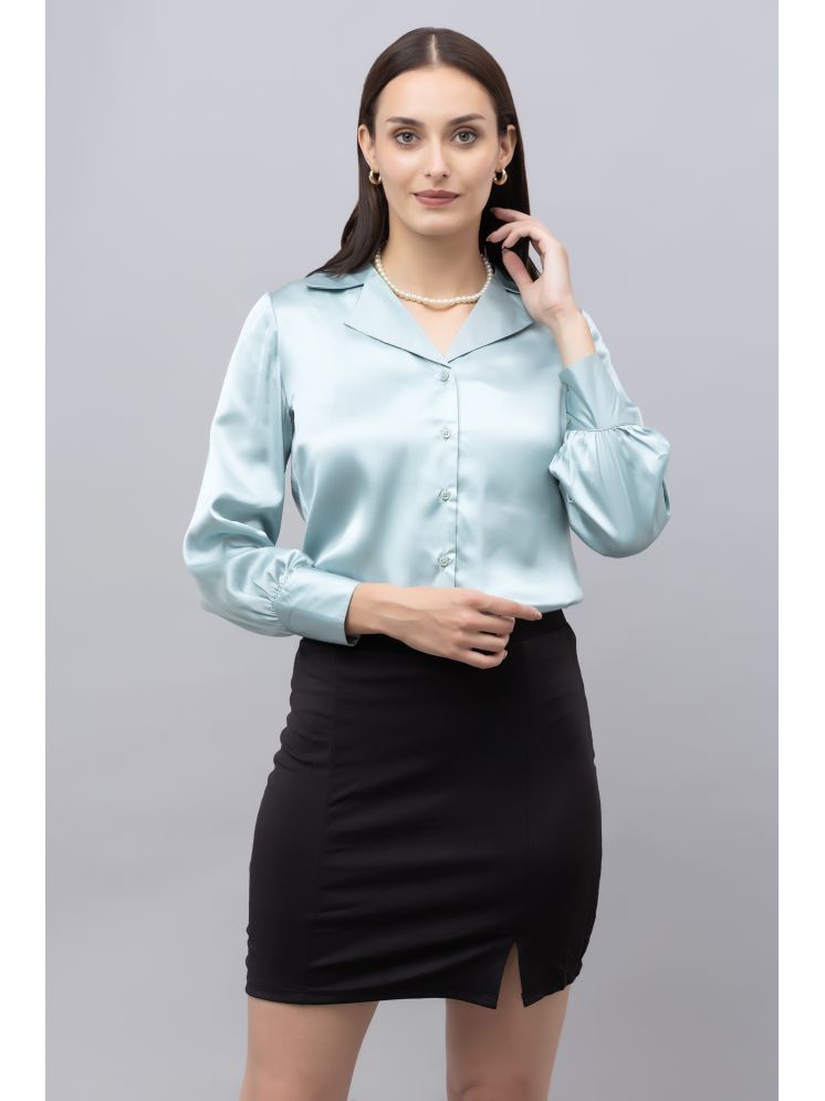     			Purys Green Satin Women's Shirt Style Top ( Pack of 1 )