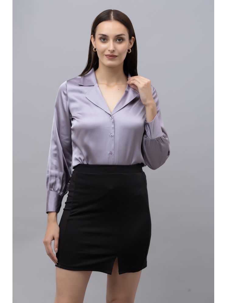     			Purys Purple Satin Women's Shirt Style Top ( Pack of 1 )