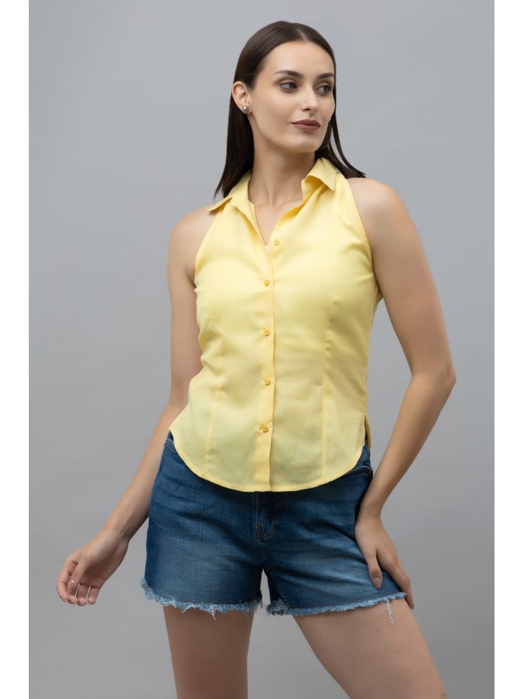     			Purys Yellow Linen Women's Shirt Style Top ( Pack of 1 )