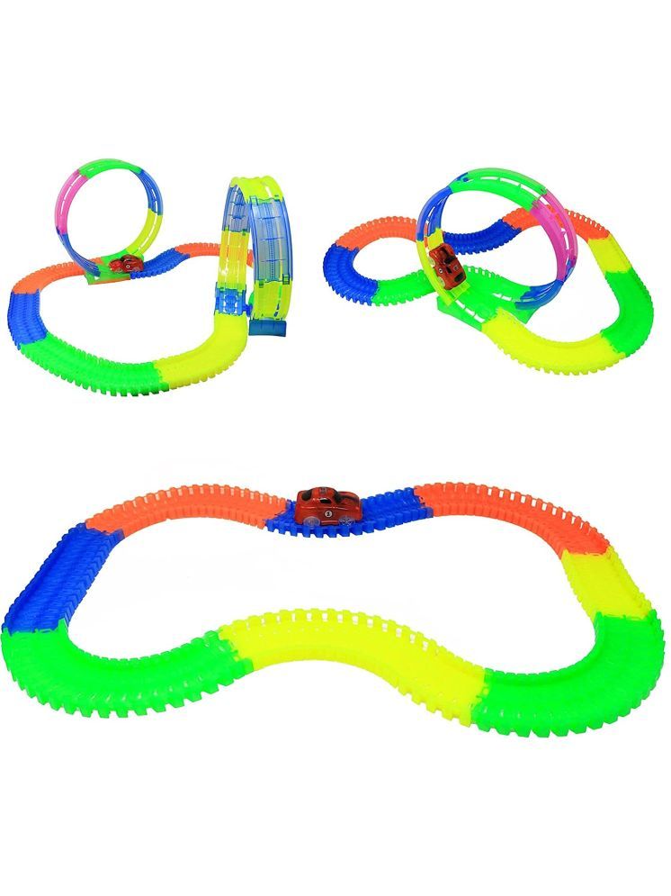     			Bluebell Magic Race Bend Flex and LED Glow Tracks- 220 Piece Long Flexible Tracks Toy Car for Kids Best Gifts (Plastic, Multicolor)