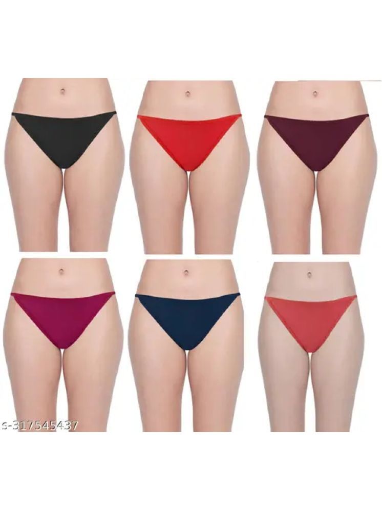     			Brasqly Pack of 6 Cotton Solid Women's Bikini ( Multicolor )