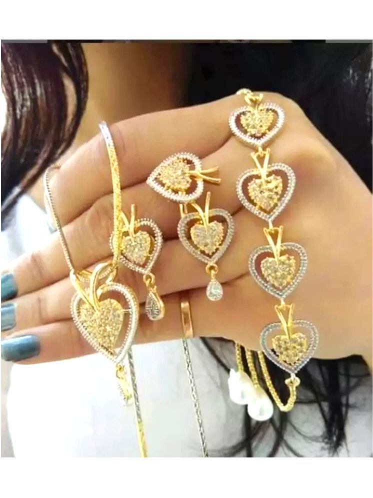     			Charms Golden Alloy Necklace Set ( Pack of 5 )