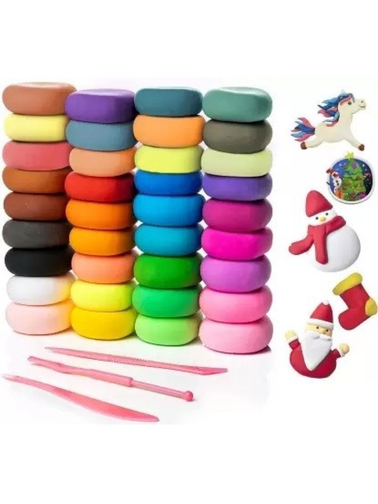     			Eclet (Pack of 12) Air Dry Clay, Colorful Children Soft Clay, Creative Art Crafts, Gifts for Kids-Multi Color. Non-Toxic Modeling Magic Fluffy Foam Bouncing Clay Putty Kit for Kids with Tools.90