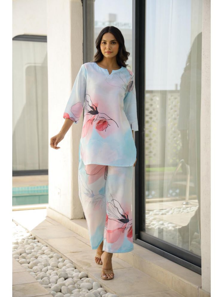     			Label Flavia Multicolor Printed Pant Top Set