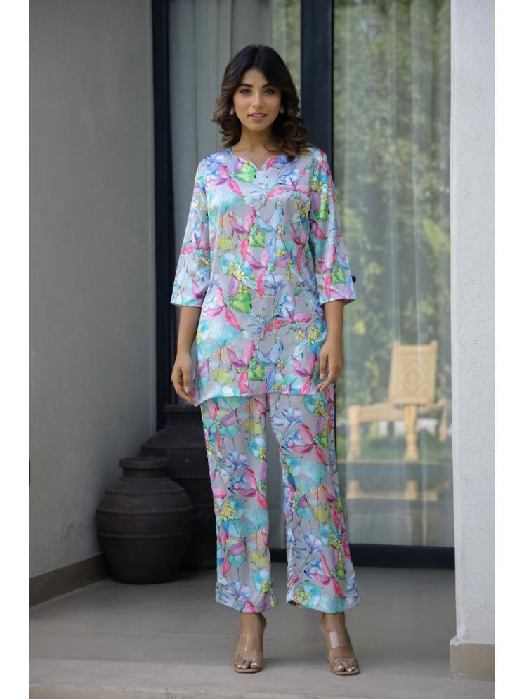     			Label Flavia Multicolor Printed Pant Top Set