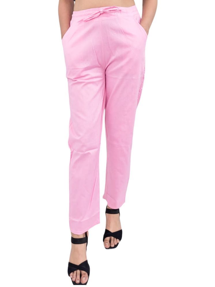     			Manyas Pink Lycra Straight Women's Casual Pants ( Pack of 1 )