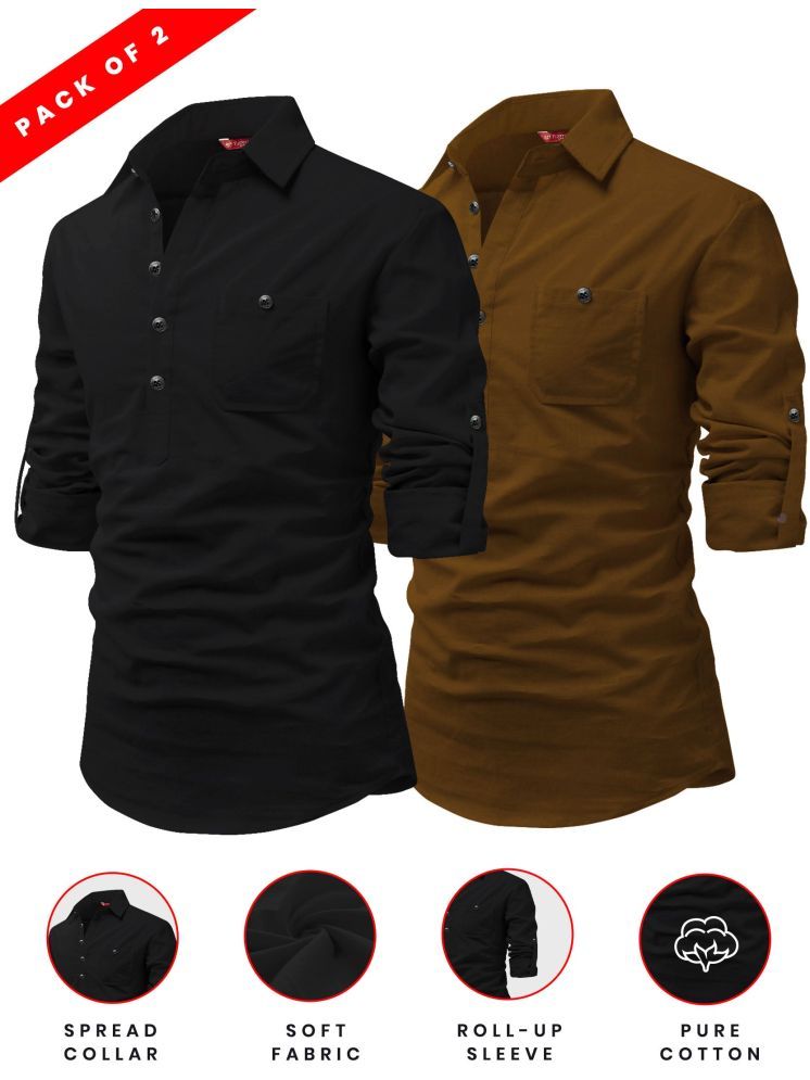     			Yugnik Gold Cotton Men's Regular Kurta ( Pack of 2 )