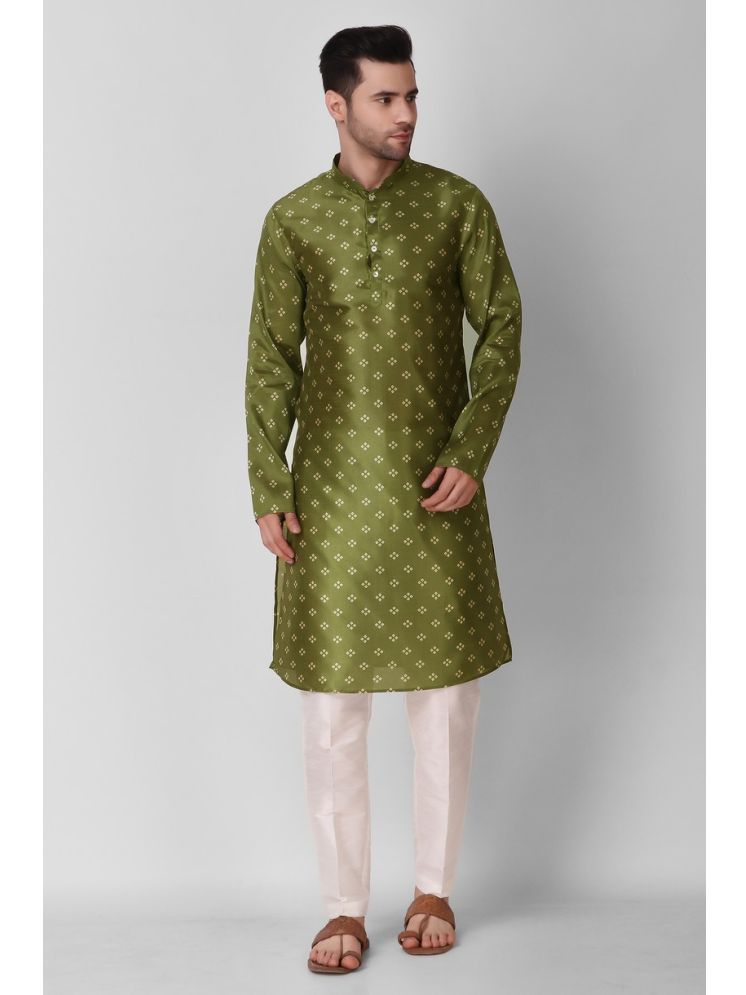     			koshin Green Silk Regular Fit Men's Kurta Pyjama Set ( Pack of 1 )