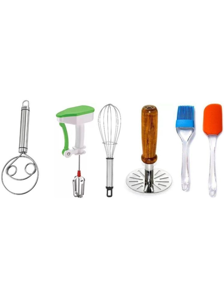     			omortex Multicolor Virgin Plastic Aata maker, blender, masher, spatula & brush ( Set of 6 )