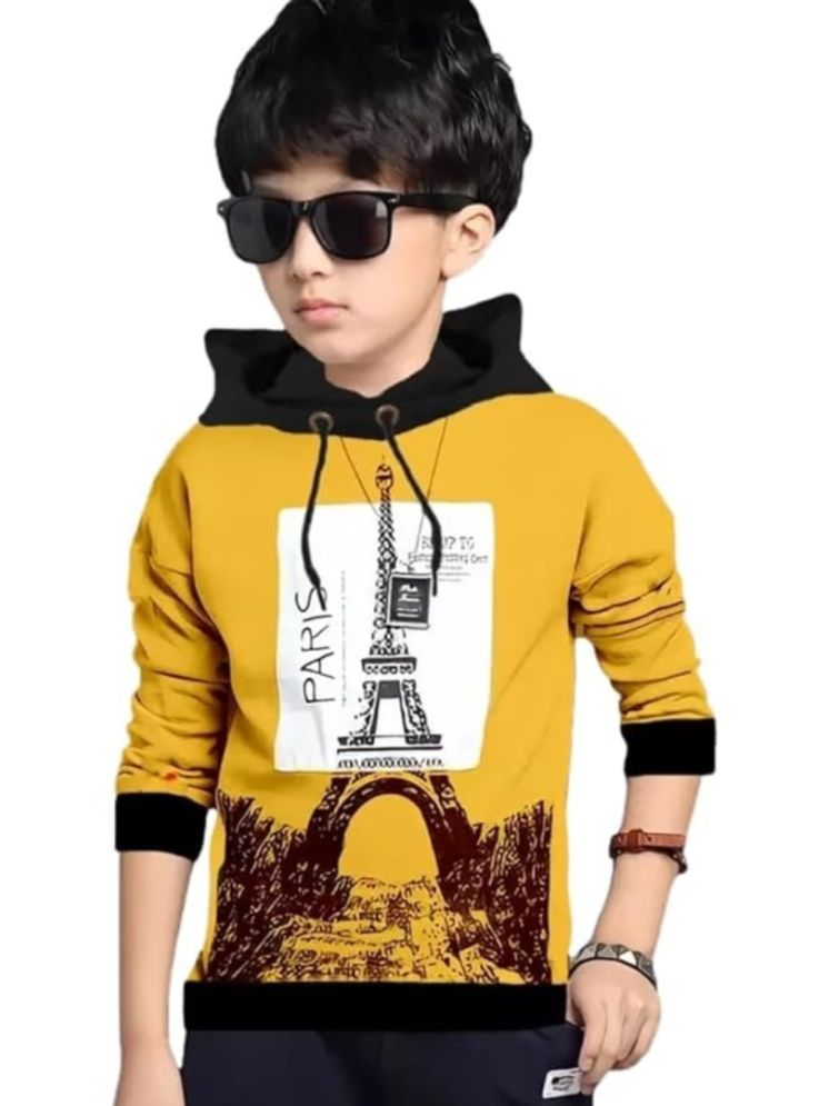     			ATLANS CLOTHS Mustard Cotton Blend Hooded Boys T-Shirt ( Pack of 1 )