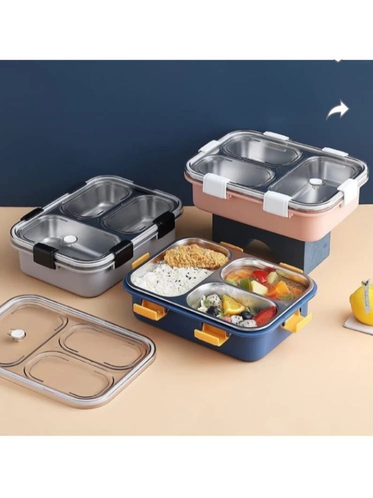     			Fitgo 3 COMPARTMENT LUNCH BOX 01 Stainless Steel School Lunch Boxes 3 - Container ( Pack of 1 )