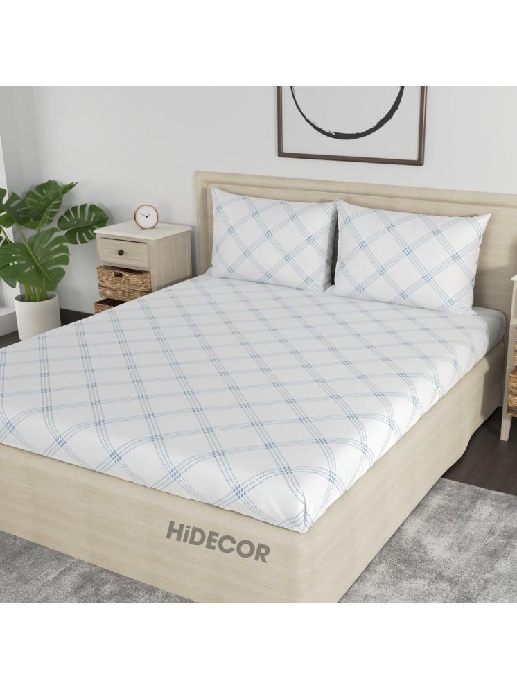     			HIDECOR Microfiber Big Checks 1 Double with 2 Pillow Covers - Off White