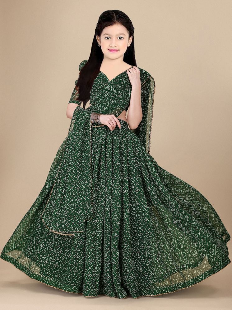     			Lady Shopi Green Georgette Girls Lehenga Choli Set ( Pack of 1 )