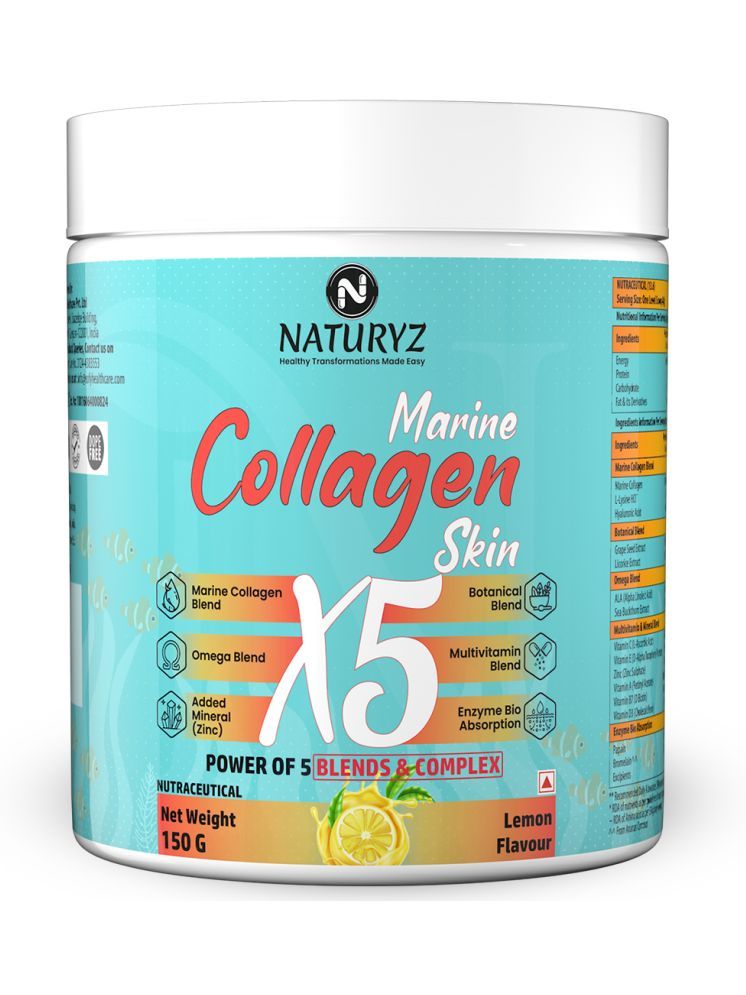     			NATURYZ Marine Collagen Skin X5 With Omega Multivitamins For Skin, Hair, Nails, Bones - 150g(Lemon)