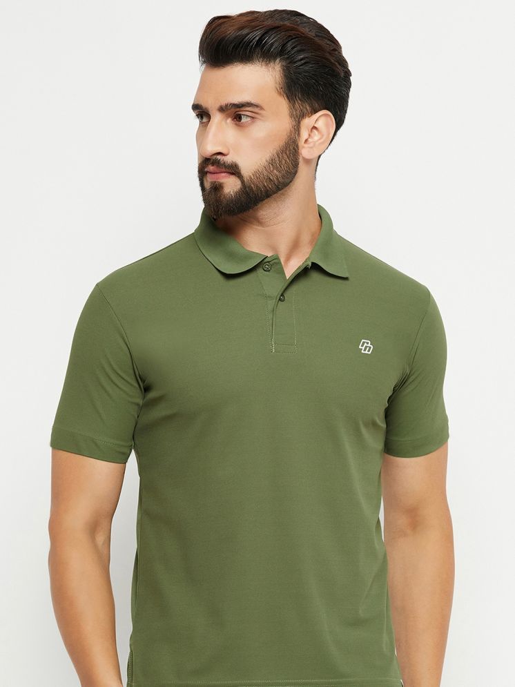     			Nuovo Cotton Blend Regular Fit Solid Half Sleeves Men's Polo T Shirt - Olive ( Pack of 1 )