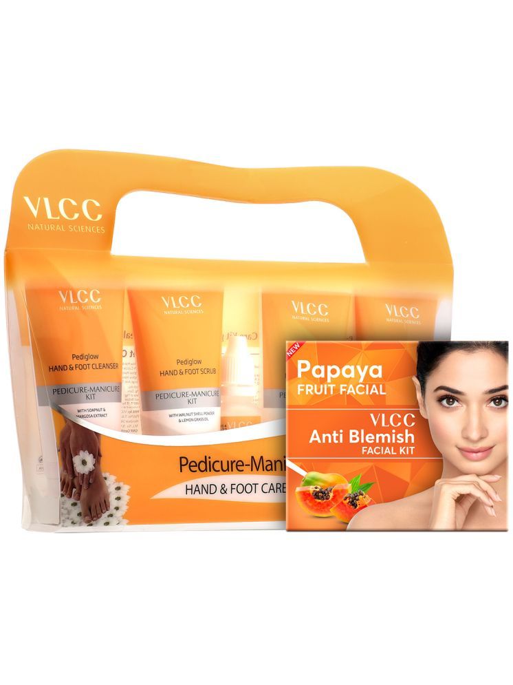     			VLCC Salon At Home Combo - Papaya Fruit Facial Kit - 60 g & Manicure Pedicure Kit - 210 g