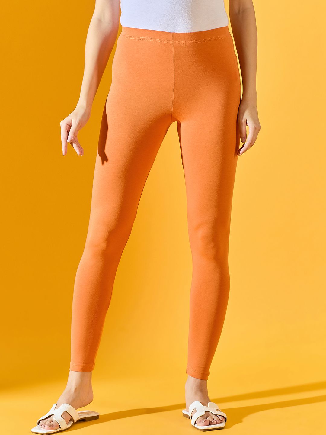     			98 Degree North - Orange Cotton Women's Leggings ( Pack of 1 )